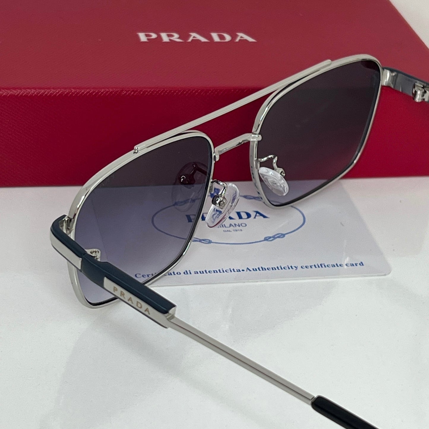 Lunettes Prada Bleu/Argente